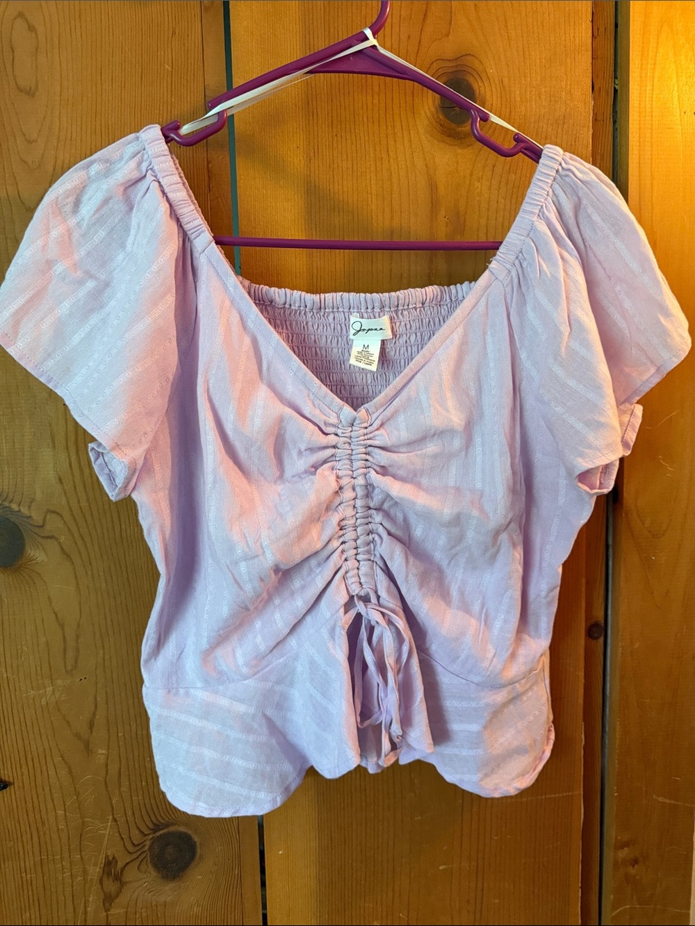 Joana Lavender Ruched Front Short Sleeve Top